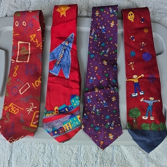 (J28) Vibrant Red and Purple Men's Ties 4 Total (Save The Children) - Picture 1 of 4